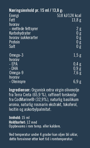 Olivenolje med omega-3, Basilikumsmak - Porsjonspakker