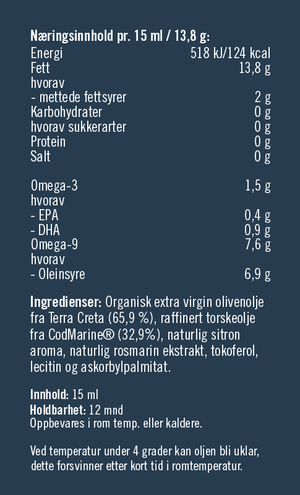 Extra virgin olive oil with omega-3, Lemon